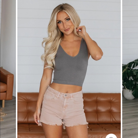 PLUM BAMBOO RIBBED CROP TANK main image 0
